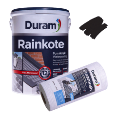 Duram - Rainkote 5L - Black With FREE Membrane 10mx200mm