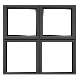 KENZO - Aluminium Window Double Top Opener Fixed Bottom Pane 1200x1200mm